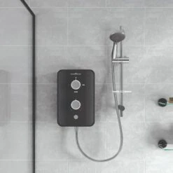 Gainsborough Slim Duo Electric Shower (Piano Black) 8.5kw - GSDPB85 -Purestream Shower Shop gainsborough slim duo electric shower piano black 8 5kw gsdpb85 2