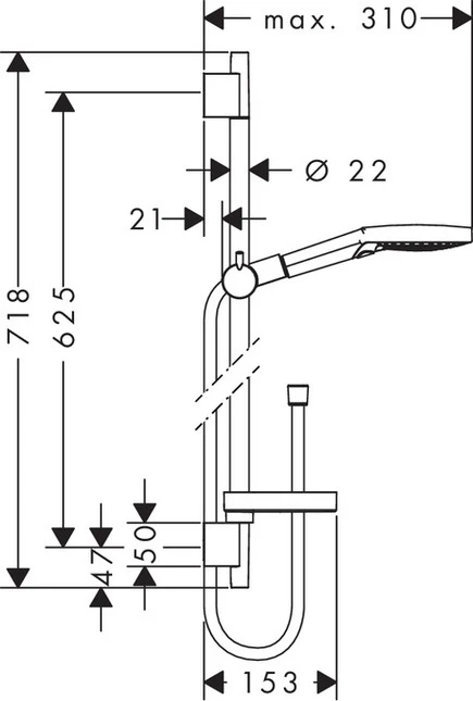 Hansgrohe Raindance Select S 120 U's Puro 65 Shower Kit - 26630000 4 Hansgrohe Raindance Select S 120 U's Puro 65 Shower Kit - 26630000 - Image 2