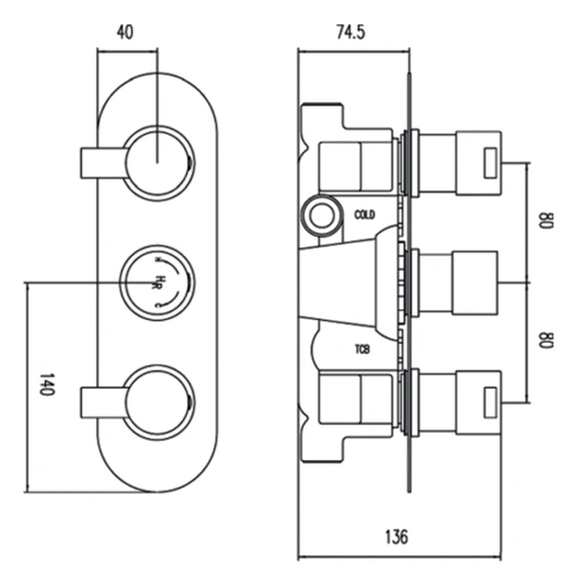 Hudson Reed Reign Triple Conc Thermo Valve Rt Plt - Rei3411 4 Hudson Reed Reign Triple Conc Thermo Valve Rt Plt - Rei3411 - Image 2