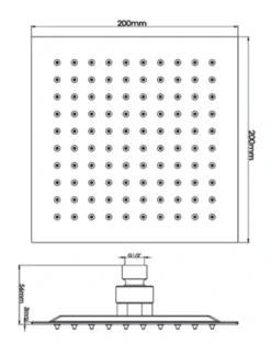 Hudson Reed Square Fixed Head 200X200mm - A3088 -Purestream Shower Shop hudson reed square fixed head 200x200mm a3088