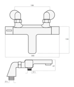 Inta Mio Safe Touch Thermostatic Bsm With Deck Mounting Legs - Mi30020cp -Purestream Shower Shop inta mio safe touch thermostatic bsm with deck mounting legs mi30020cp 1