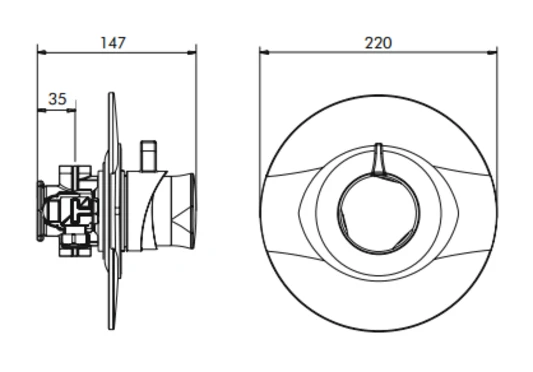 Inta Mood Contemporary Concealed Dual Control Thermostatic Shower Valve - 90015Cp 4 Inta Mood Contemporary Concealed Dual Control Thermostatic Shower Valve - 90015Cp - Image 2