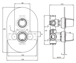 Inta Sulis Thermostatic Concealed Shower (Dual Outlet) 5 Inta Sulis Thermostatic Concealed Shower (Dual Outlet) -Purestream Shower Shop inta sulis thermostatic concealed shower dual outlet