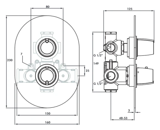 Inta Sulis Thermostatic Concealed Shower With Overhead Soaker. 4 Inta Sulis Thermostatic Concealed Shower With Overhead Soaker. - Image 2
