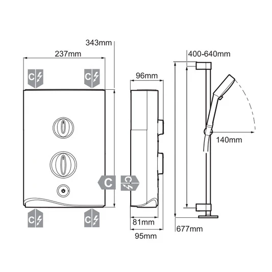Mira Sport Mtf 9.0Kw Electric Shower White/Chrome - 1.1746.009 4 Mira Sport Mtf 9.0Kw Electric Shower White/Chrome - 1.1746.009 - Image 2