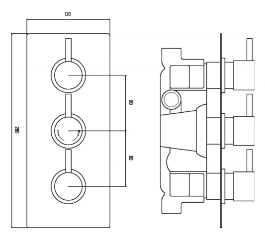 Nuie Quest Triple Valve Rectangular Plate - Quev53 4 Nuie Quest Triple Valve Rectangular Plate - Quev53 - Image 2
