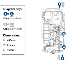 Triton Omnicare Ultra+ 9.8kW Digi - CINCULTPD09W -Purestream Shower Shop the shower doctor triton triton omnicare ultra 9.8kw digi cincultpd09w 1689432865Triton Omnicare Ultra 9.8kW Digi Dimensions