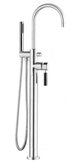 Vado Bath Shower Mixer With Shower Kit Single Lever Floor Mounted With Swivel Spout With Red Handle - NUA-133+K-C/RED 3 Vado Bath Shower Mixer With Shower Kit Single Lever Floor Mounted With Swivel Spout With Red Handle - NUA-133+K-C/RED