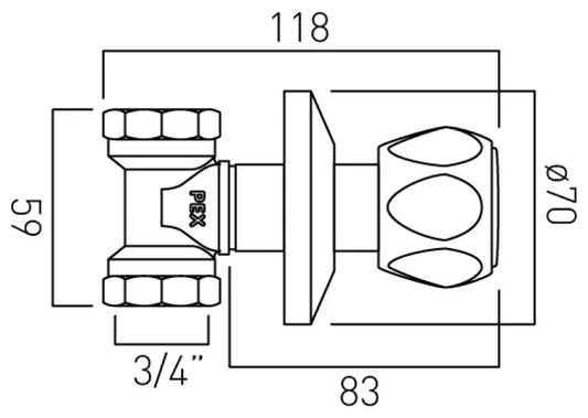 Vado Concealed Stop Valve (Single) 3/4"" Wall Mounted With Cold Indice - Contract Handle - AST-143/C/CD-3/4-C/P 4 Vado Concealed Stop Valve (Single) 3/4"" Wall Mounted With Cold Indice - Contract Handle - AST-143/C/CD-3/4-C/P - Image 2
