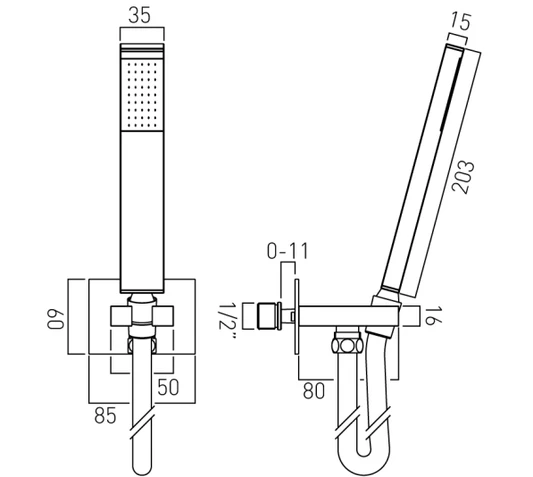 Vado Instinct Single Function Mini Shower Kit With 150Cm Shower Hose And Bracket With Integrated Outlet (Chrome) - Ins-Sfmkwo-C/P 4 Vado Instinct Single Function Mini Shower Kit With 150Cm Shower Hose And Bracket With Integrated Outlet (Chrome) - Ins-Sfmkwo-C/P - Image 2