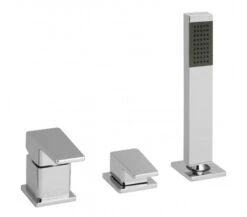 Vado Synergie 3 Hole Bath Shower Mixer Single Lever Deck Mounted Without Spout For Use With Bath Filler Waste And Overflow : Chrome - Syn-132/Ns-C/P