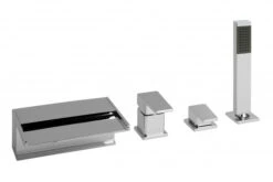 Vado Synergie 4 Hole Bath Shower Mixer Single Lever Deck Mounted With Waterfall Spout : Chrome - Syn-132-C/P